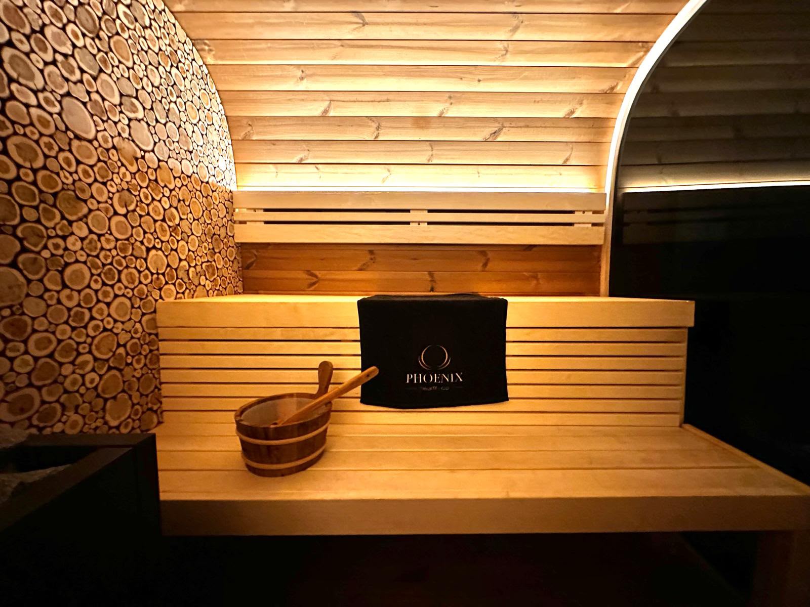 Traditional Finnish sauna bench